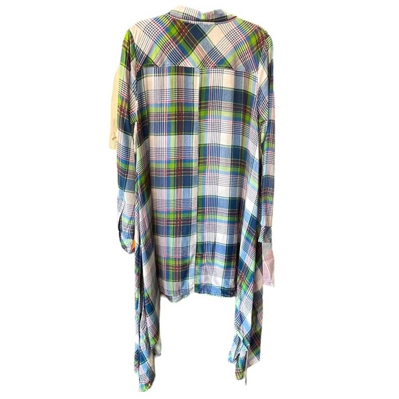 UMGEE Cotton Blend Plaid Long Sleeve Button Front Shark Bite Tunic Dress Small - Picture 2 of 11